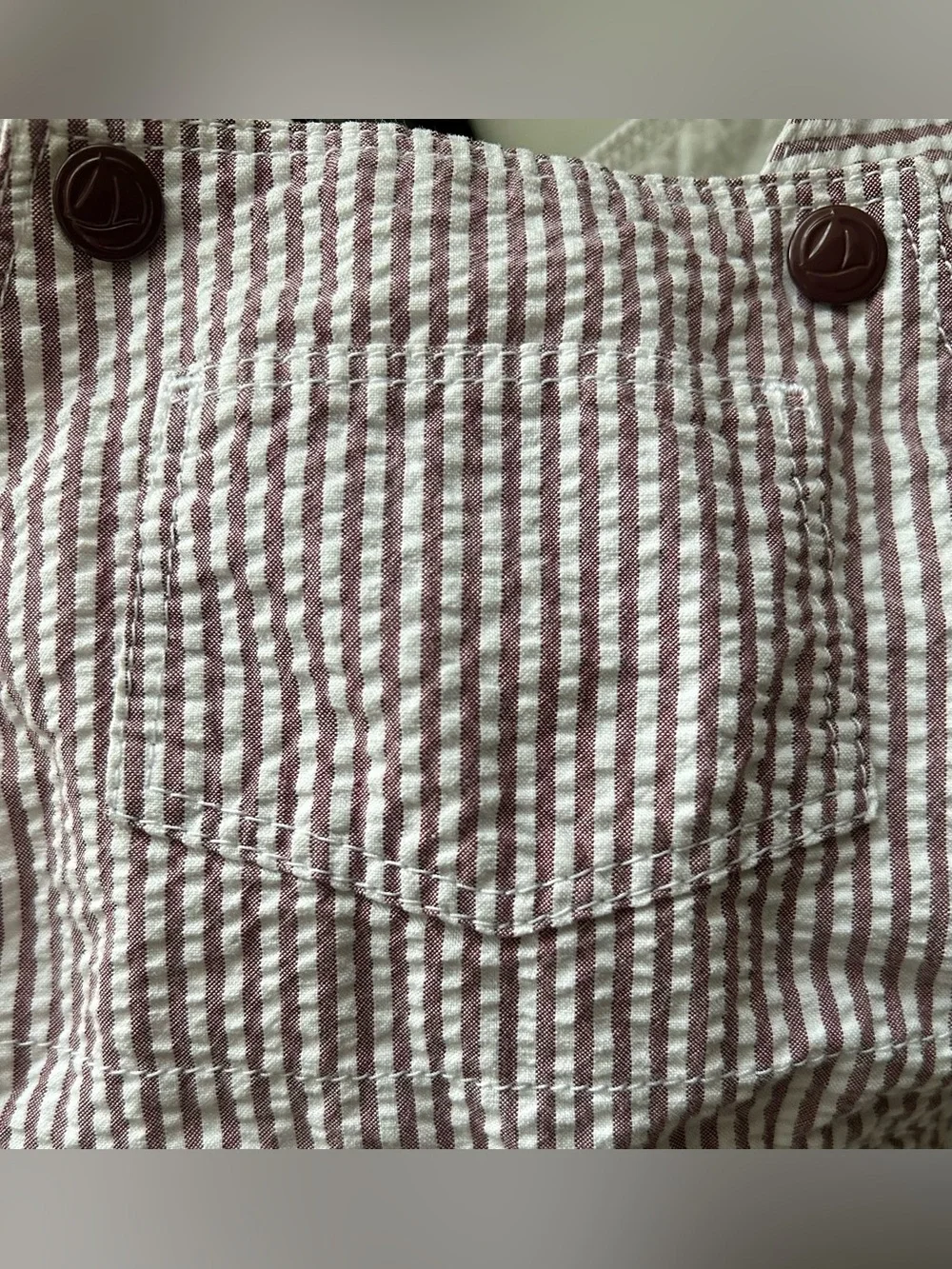 Petit Bateau Striped Seersucker Short Overalls 6 mo/67 cm unisex 100% cotton